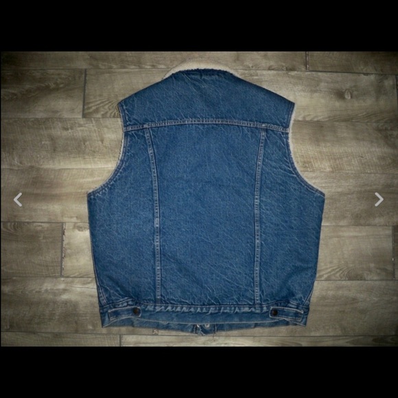 Vtg Sears Roebucks Denim Jean Western Wear Men's Sherpa Vest Jacket Size Medium